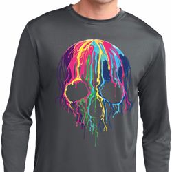 Halloween Melting Skull Mens Dry Wicking Long Sleeve Shirt Halloween Melting Skull Mens Dry Wicking Long Sleeve Shirt