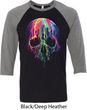 Halloween Melting Skull Mens Raglan Shirt