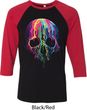 Halloween Melting Skull Mens Raglan Shirt