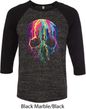 Halloween Melting Skull Mens Raglan Shirt