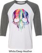 Halloween Melting Skull Mens Raglan Shirt