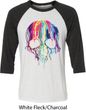 Halloween Melting Skull Mens Raglan Shirt
