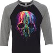Halloween Melting Skull Mens Raglan Shirt
