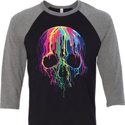 Halloween Melting Skull Mens Raglan Shirt Halloween Melting Skull Mens Raglan Shirt