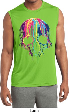 Halloween Melting Skull Mens Sleeveless Moisture Wicking Shirt