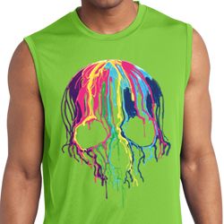 Halloween Melting Skull Mens Sleeveless Moisture Wicking Shirt Halloween Melting Skull Mens Sleeveless Moisture Wicking Shirt