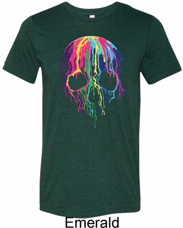 Halloween Melting Skull Mens Tri Blend Crewneck Shirt