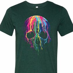 Halloween Melting Skull Mens Tri Blend Crewneck Shirt Halloween Melting Skull Mens Tri Blend Crewneck Shirt