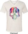 Halloween Melting Skull Mens Tri Blend V-neck Shirt