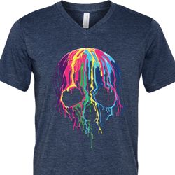 Halloween Melting Skull Mens Tri Blend V-neck Shirt Halloween Melting Skull Mens Tri Blend V-neck Shirt