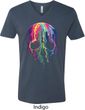 Halloween Melting Skull Mens V-Neck Shirt
