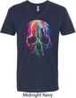 Halloween Melting Skull Mens V-Neck Shirt