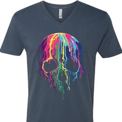 Halloween Melting Skull Mens V-Neck Shirt Halloween Melting Skull Mens V-Neck Shirt