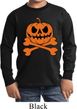 Halloween Pumpkin Skeleton Kids Long Sleeve Shirt