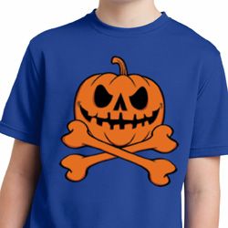 Halloween Pumpkin Skeleton Kids Moisture Wicking Shirt
