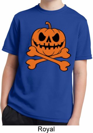 Halloween Pumpkin Skeleton Kids Moisture Wicking Shirt