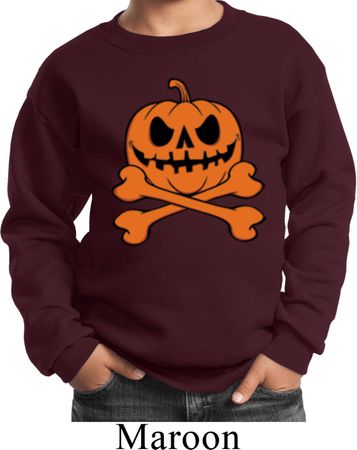 Halloween Pumpkin Skeleton Kids Sweat Shirt