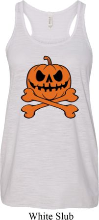 Halloween Pumpkin Skeleton Ladies Flowy Racerback Tanktop