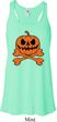 Halloween Pumpkin Skeleton Ladies Flowy Racerback Tanktop