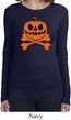 Halloween Pumpkin Skeleton Ladies Long Sleeve Shirt