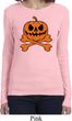 Halloween Pumpkin Skeleton Ladies Long Sleeve Shirt