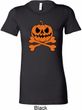 Halloween Pumpkin Skeleton Ladies Longer Length Shirt