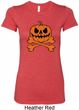 Halloween Pumpkin Skeleton Ladies Longer Length Shirt