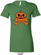 Halloween Pumpkin Skeleton Ladies Longer Length Shirt
