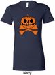 Halloween Pumpkin Skeleton Ladies Longer Length Shirt