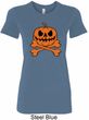 Halloween Pumpkin Skeleton Ladies Longer Length Shirt