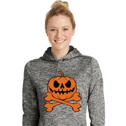Halloween Pumpkin Skeleton Ladies Moisture Wicking Hoodie Halloween Pumpkin Skeleton Ladies Moisture Wicking Hoodie