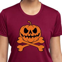 Halloween Pumpkin Skeleton Ladies Moisture Wicking Shirt Halloween Pumpkin Skeleton Ladies Moisture Wicking Shirt
