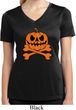 Halloween Pumpkin Skeleton Ladies Moisture Wicking V-neck Shirt