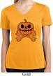 Halloween Pumpkin Skeleton Ladies Moisture Wicking V-neck Shirt