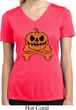Halloween Pumpkin Skeleton Ladies Moisture Wicking V-neck Shirt