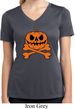 Halloween Pumpkin Skeleton Ladies Moisture Wicking V-neck Shirt