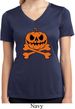 Halloween Pumpkin Skeleton Ladies Moisture Wicking V-neck Shirt