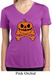 Halloween Pumpkin Skeleton Ladies Moisture Wicking V-neck Shirt