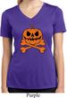 Halloween Pumpkin Skeleton Ladies Moisture Wicking V-neck Shirt