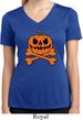 Halloween Pumpkin Skeleton Ladies Moisture Wicking V-neck Shirt