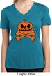 Halloween Pumpkin Skeleton Ladies Moisture Wicking V-neck Shirt