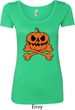 Halloween Pumpkin Skeleton Ladies Scoop Neck Shirt