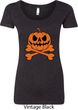 Halloween Pumpkin Skeleton Ladies Scoop Neck Shirt