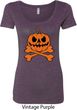 Halloween Pumpkin Skeleton Ladies Scoop Neck Shirt