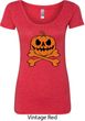 Halloween Pumpkin Skeleton Ladies Scoop Neck Shirt