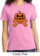 Halloween Pumpkin Skeleton Ladies Shirt