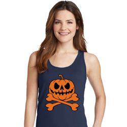 Halloween Pumpkin Skeleton Ladies Tank Top Halloween Pumpkin Skeleton Ladies Tank Top