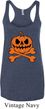 Halloween Pumpkin Skeleton Ladies Tri Blend Racerback Tank Top