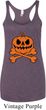 Halloween Pumpkin Skeleton Ladies Tri Blend Racerback Tank Top