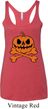 Halloween Pumpkin Skeleton Ladies Tri Blend Racerback Tank Top